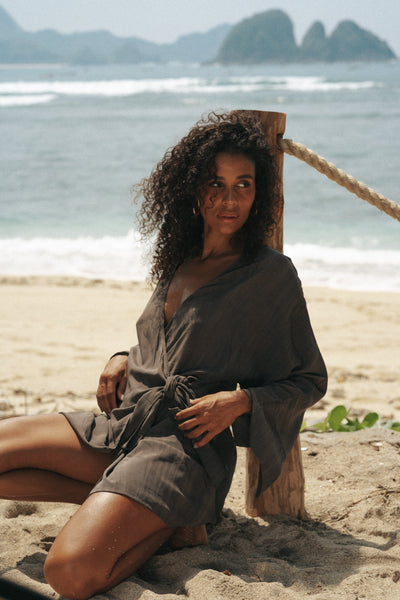 Franco Wrap Dress In Charcoal  Frank Rae