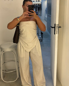 Palma Pant In Beige Check - Frank Rae 