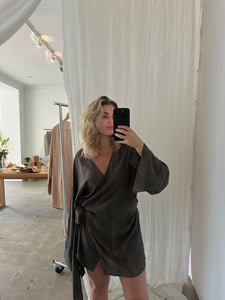 Franco Wrap Dress - Charcoal - Frank Rae 