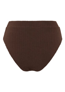 Ribbed Towelling High Waist Bottom | Cocoa